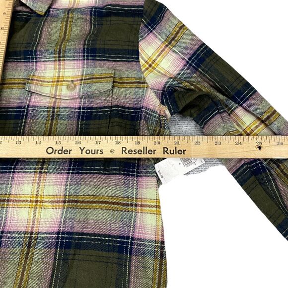 Old Navy Boyfriend Shirt Women Small Multi Plaid Flannel Long Sleeve Button Down - Picture 5 of 15